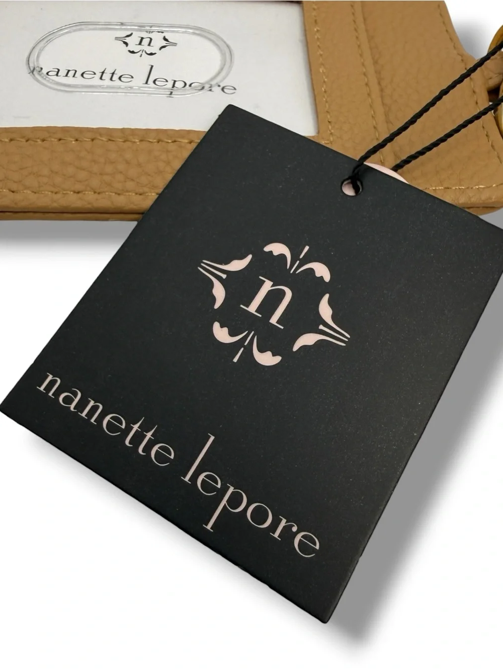 Nanette Lepore Wristlet ID Card Holder Candi Camel Zip Coin Pouch Key Ring